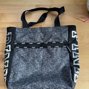 PINK Victoria's Secret Black and Gray Duffel Bag